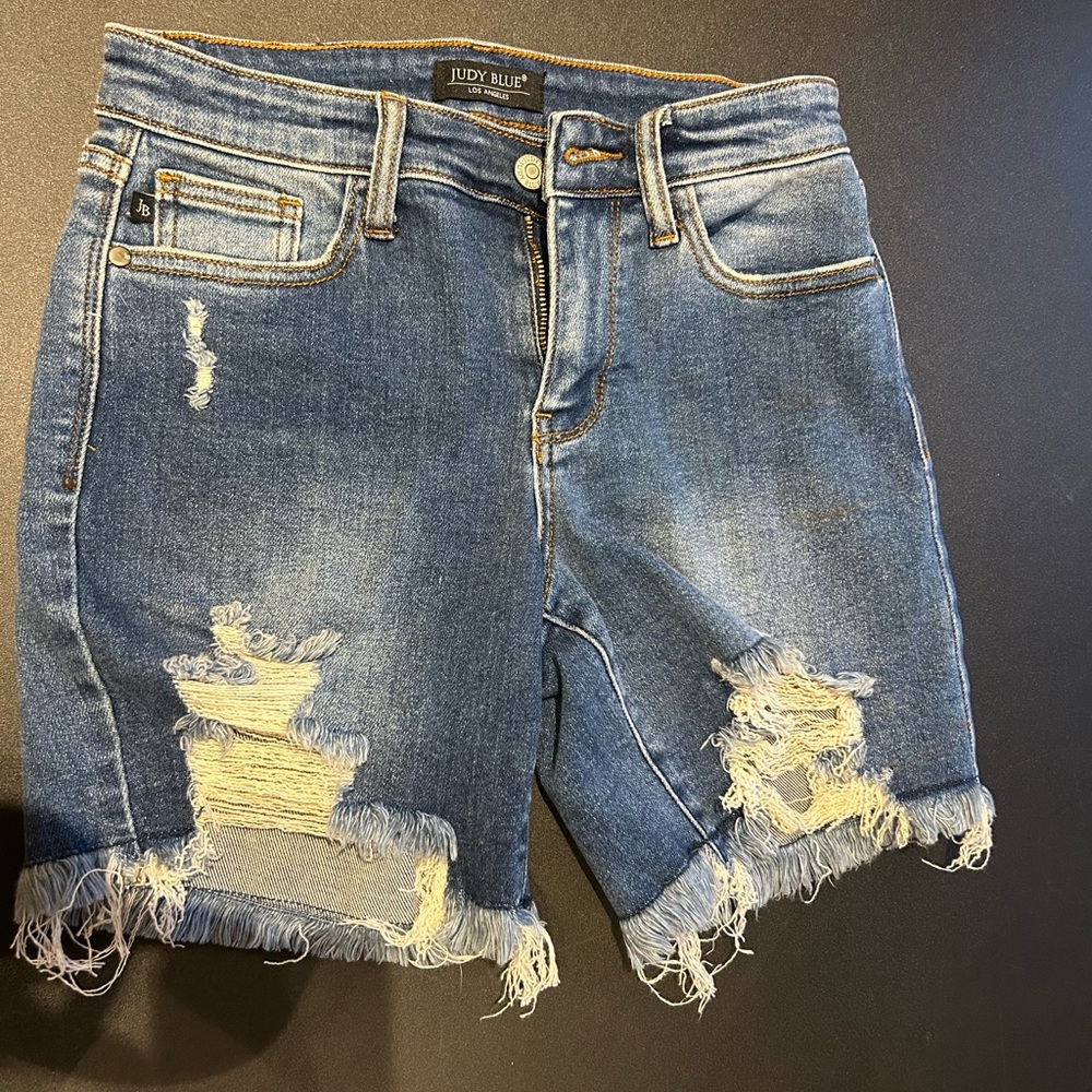 Judy Blue Women's Frayed Hem Blue Jean Shorts